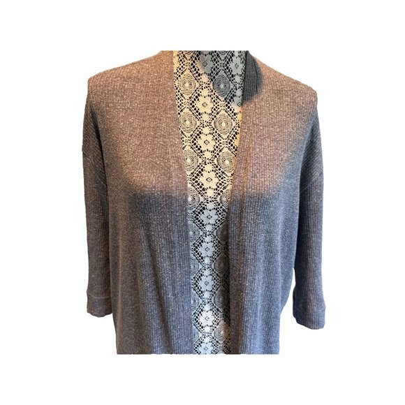Oak + Fort duster ribbed long cardigan grey open cardigan light weight size X SM - Picture 5 of 11